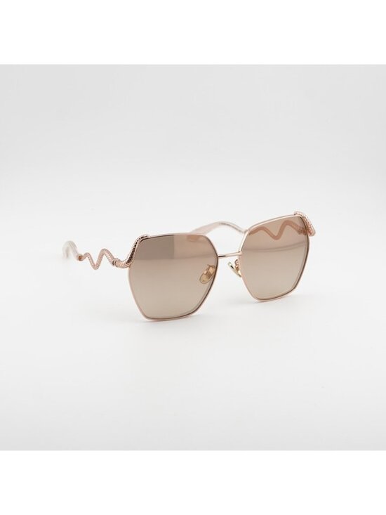 Roberto Cavalli SRC035M 8FCG Sunglasses Gold Geometric Frame, Brown Lenses main image 7